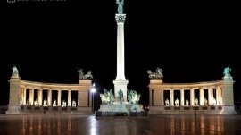 Budimpešta: Trg Heroja noću